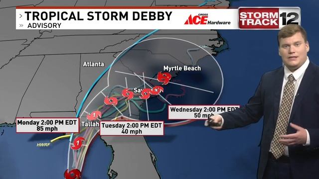 Debby Set To Make Landfall As Hurricane Monday | Flooding Threat For The Carolinas Next Week