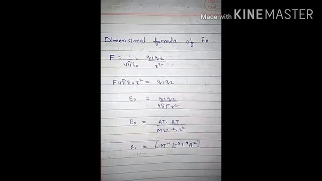 ##Dimensional formula of Epsilon not ##physcis formula of class 12th - chapter -01