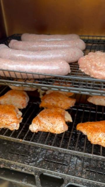 Swedish Potato Sausage and Thighs. #sausage #pelletsmoker #bbq #pitbossgrills #MaG #recipe #shorts