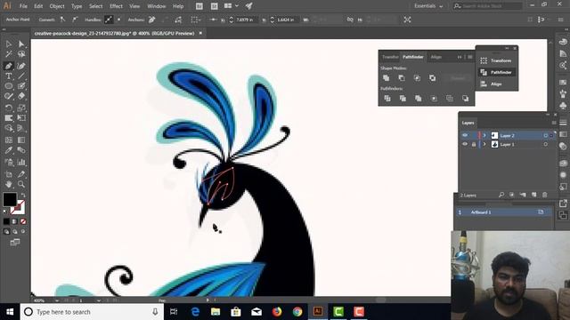 Peacock  Textile Design In Illustrator/இல்லஸ்ட்ரேட்டரில் மயில் ஜவுளி வடிவமைப்பு