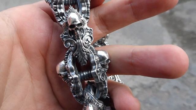 Браслет Черепа гигант 450гр, серебро 925 пробы
