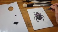 Scarab Beetle Painting #FavouriteInsectArtChallenge #DenaTollefson Acrylic on Canvas Board