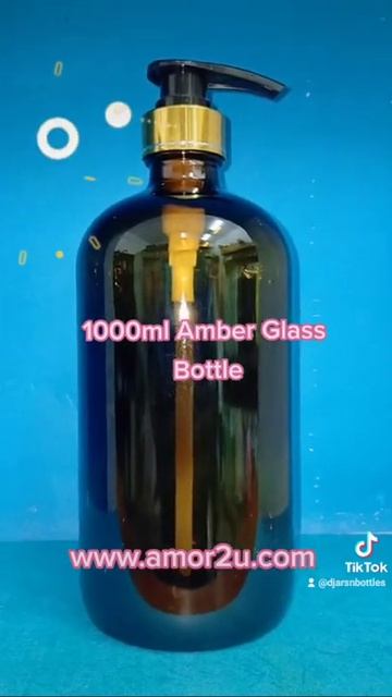 Botol Kaca Amber 1000ml dgn Pam. 1000ml Amber Glass Bottle with Dispensing Pump