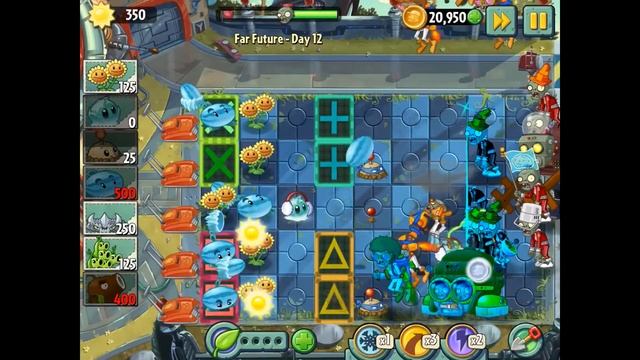 Day 12: Plants vs Zombies 2 - Far Future (No Boost, No Power ups)