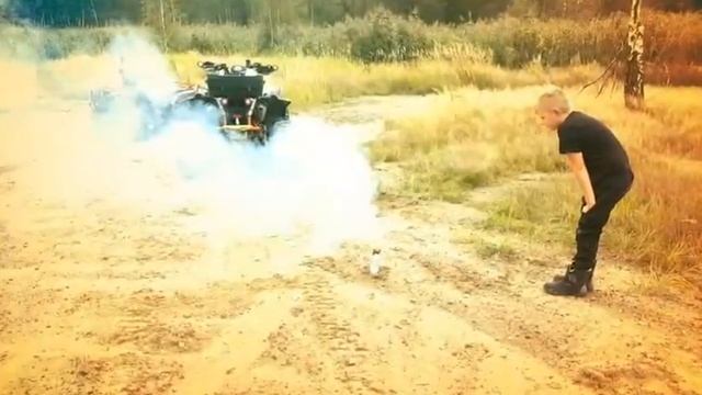 Yamaha Grizzly 125 and Polaris Scrambler 1000. Trip with son.