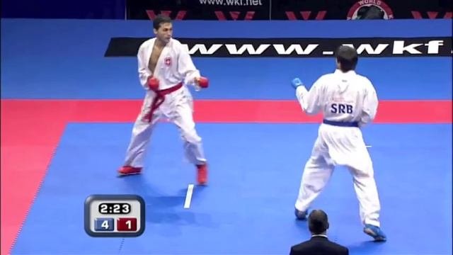 Milos Jovanovic vs Murat Sahin :: WKF Male Kumite Bronze Medal -75kg :: Belgrade 2010
