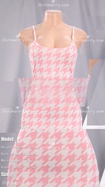 New summer houndstooth batch printing sling low cut sexy slim dress B23432