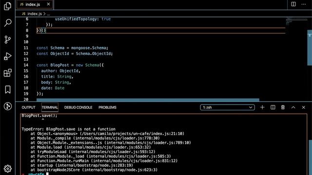 ejemplo conexión a mongodb con mongoose y nodejs