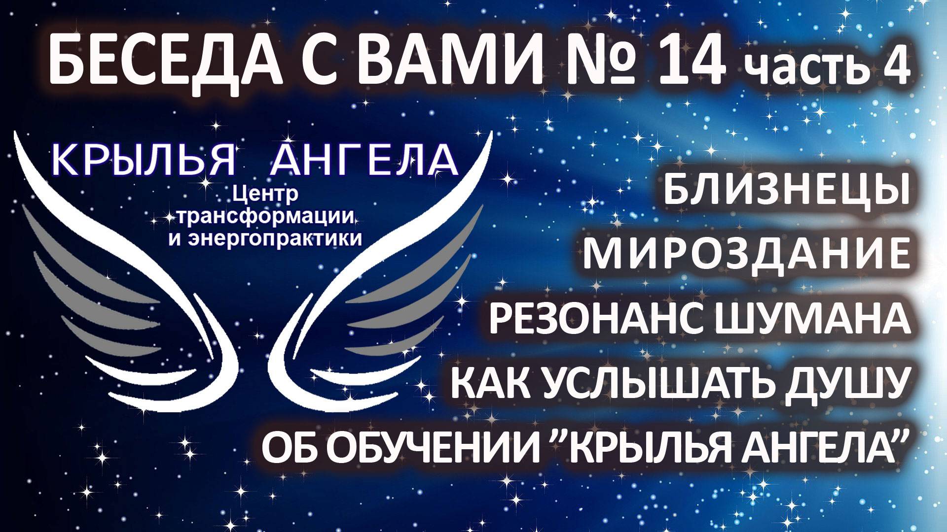 Беседа с вами №14 часть 4. Близнецы. Резонанс Шумана. Мироздание. Как услышать душу. Обучение у нас.