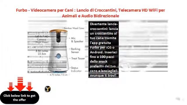 Furbo - Videocamera per Cani  Lancio di Croccantini, Telecamera HD