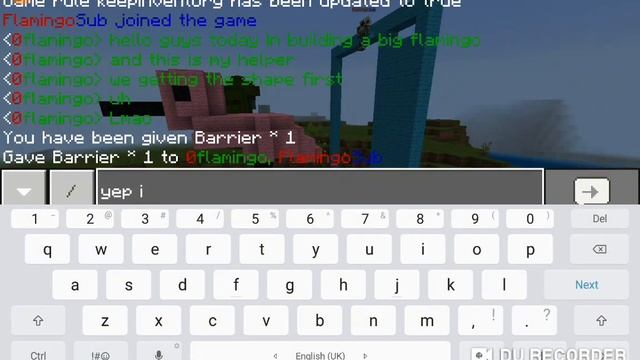 Building a flamingo (Minecraft)