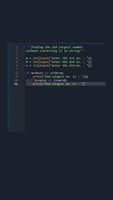 Zoho 5 : Find second largest number from the input given by the user #python #shorts #shortvideo