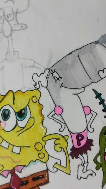 Drawing SpongeBob characters part 2/Drawing plankton and pearl krabs