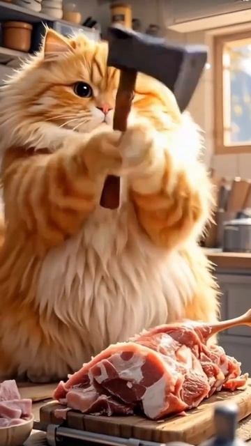 Рыжий котик заботится о тигренке