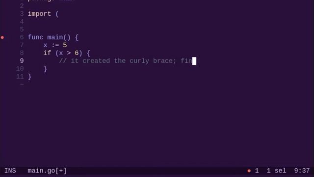 Helix editor inserting curly brace wrong