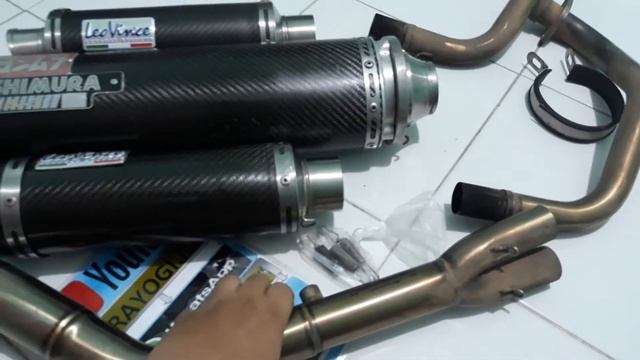 Rp. 2,150 Aja ful system Knalpot Leovince gp Corsa evo II Carbon Full system Header R9 Drake for r2