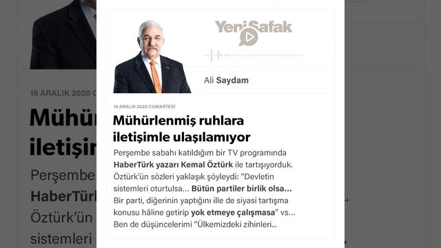 Ali Saydam - Mühürlenmiş ruhlara iletişimle ulaşılamıyor - 19.12.2020