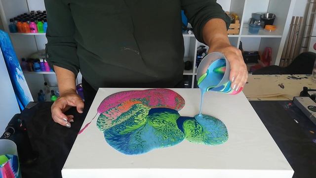 Coral reef!!🌿🐠🌊3D pouring!! #straightpour#multicolor#acrylicpouring#ingelart #71