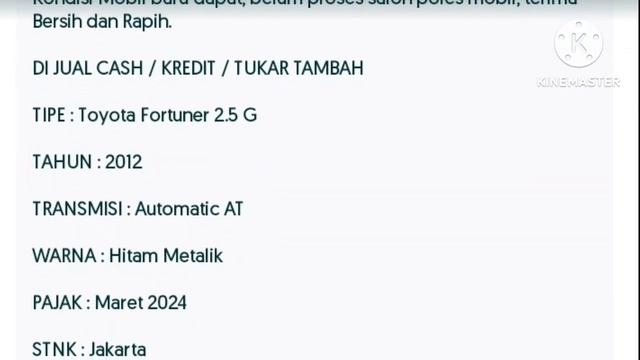MOBIL BEKAS MURAH TOYOTA FORTUNER DIESEL | TOYOTA FORTUNER 2012
