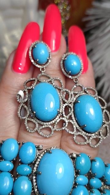 Люкс 👑🌊💙 Иранская Бирюза 👑 Роскошные Серьги и Браслет ✨ Скриншот Вотсап+7 928 394 26 55...