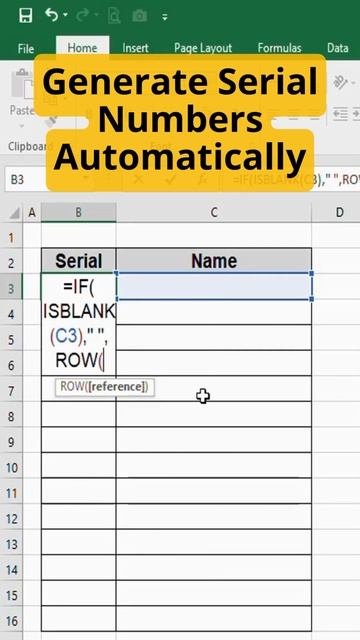 Generate Serial Numbers Automatically In Excel | Excel Pro Tricks #shortsyoutube #shortsfeed #excel