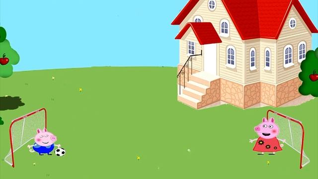Свинка Петта и Джорж играли в футбол. У Петты синяк. Мультфильмы для детей