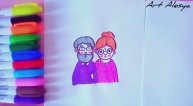 Как нарисовать бабушку с дедушкой!❤️