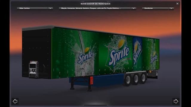 Mods EuroTruckSimulator 2 - Skin Sprite Volvo FH16 + Reboque Para (v1.18x)#95