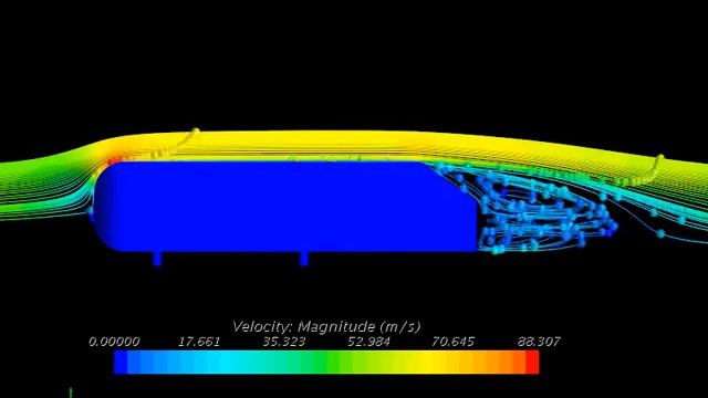 Velocity Magnitude For an Ahmed Body With 35deg Slant Angle RNG K epsilon