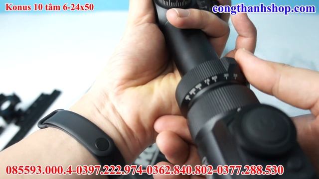 Siêu phẩm kính ngắm Konus Italia 10 tâm điện tử EL30 6-24x50,siêu nét,bảo hành nhảy tâm ,Có đèn tâm