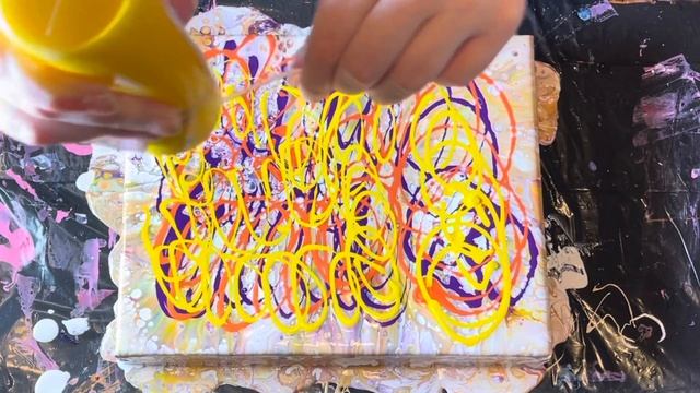 2021 Fluid Art #48 - Blowout with my favorite colors for my Birthday! 🎉💛🧡💜