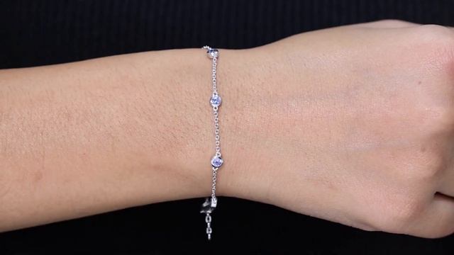 Tanzanite Station Chain Bracelet, AAA Quality, December Birthstone Gemstone Stackable Jewelry