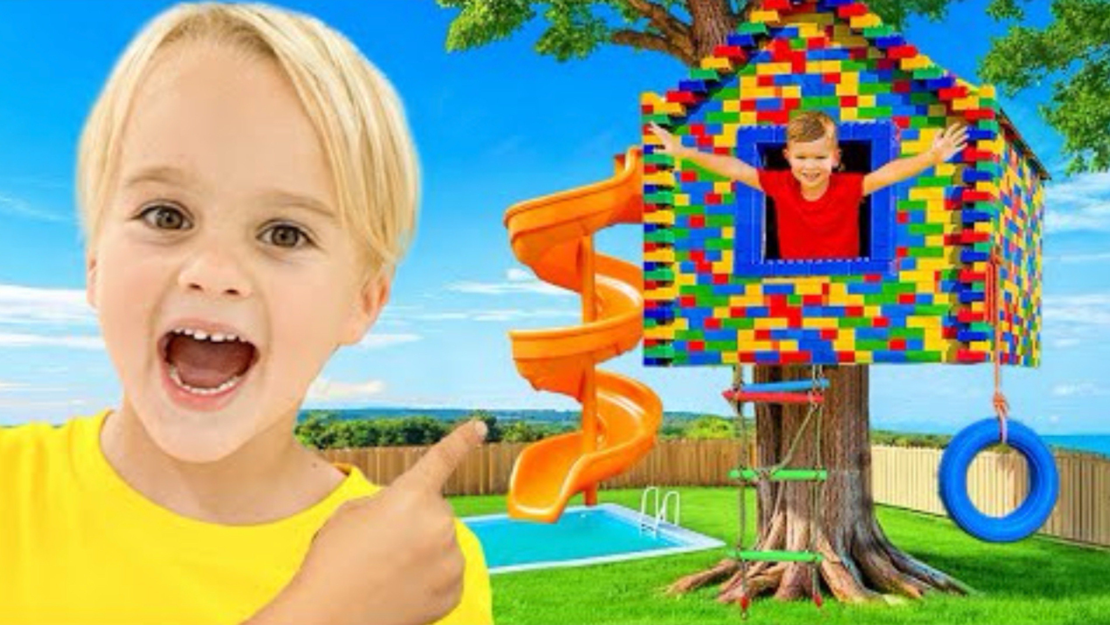Дети построили домик на дереве LEGO!