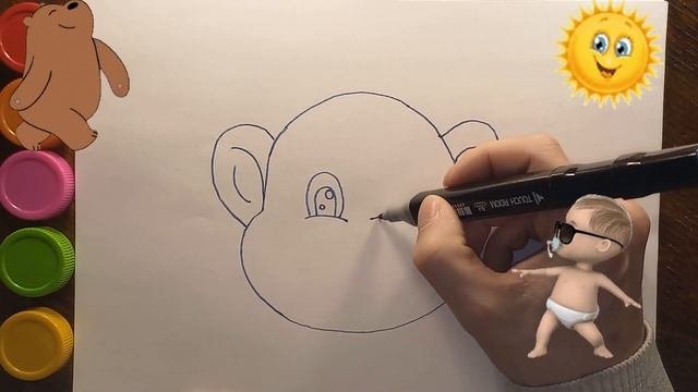 Kids Willdraws A Cute Monkey To The Song /Нарисовать обезьянку для малышей