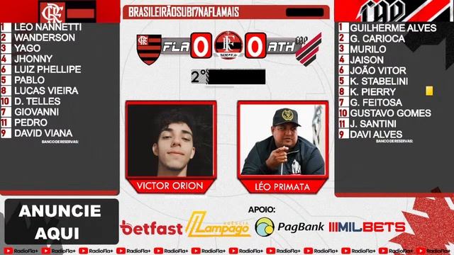 FLAMENGO X ATHLÉTICO PR AO VIVO - BRASILEIRÃO SUB 17 | 6°RODADA (NARRAÇÃO AO VIVO)
