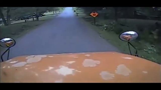 School bus camera captures shocking moment a teen is almost run over by a speeding pickup truck