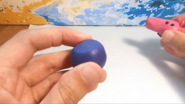 Свинка Джордж из мультфильма Свинка Пеппа из пластилина. Peppa Pig made of plasticine