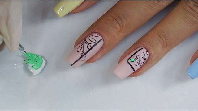 Colorful pastel & neon leaves nails art tutorial / Gabrielle Nails Charbonne