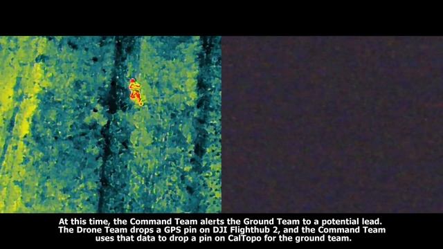 Search and Rescue Drone locates missing person using thermal imaging camera.