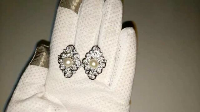 Серьги с натуральным Жемчугом и фианитами (куб. цирконием)