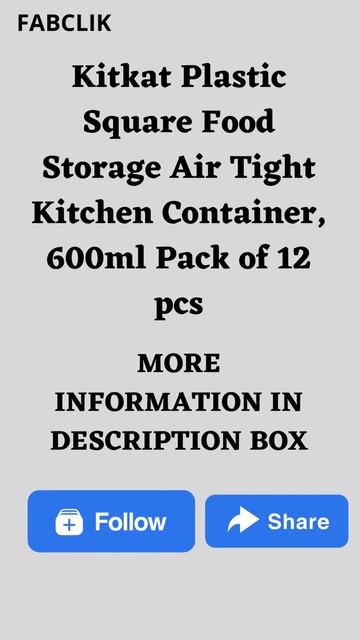 Kitkat Plastic Square Food Storage Air Tight Kitchen Container, 600ml Pack of 12 pcs