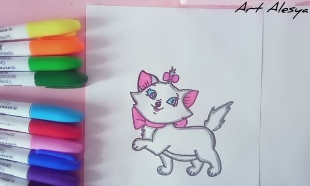 Как нарисовать красивую белую кошечку!