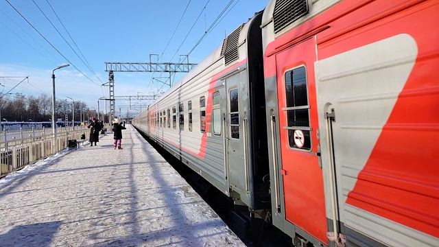 21 февраля 2025 г. Электровоз ЭП2К-243 с Пассажирским поездом Обухово