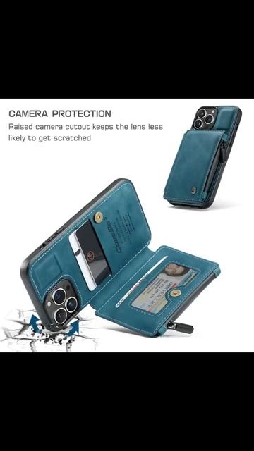 CaseMe iPhone 13 Pro Wallet RFID Blocking Case Blue