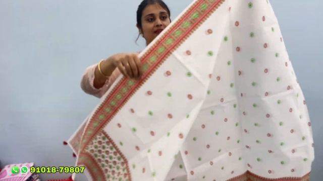 Cotton Printed Mekhela Sador With Side Pari and Blouse Piece at Wholesale Price.