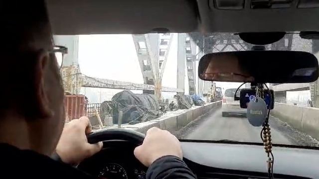 Едим по новой полосе старого борского моста