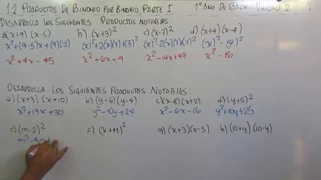 1.2 PRODUCTO DE BINOMIO POR BINOMIO PARTE I 1º AÑO