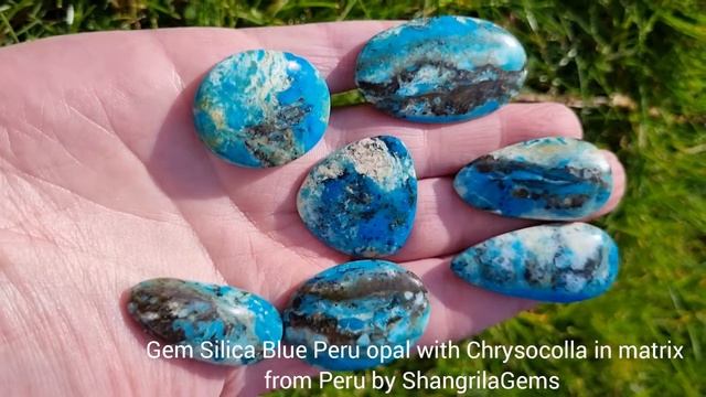 Gem Silica Blue Peru Opal with Chrysocolla in Matrix from Peru by ShangrilaGems