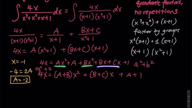 7.4 Part 9/10: Integration Partial Fractions Case3: Non-repeated Irreducible Quadratic Factors | Ca