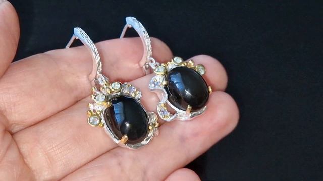 Серебряные серьги со скаполитом кошачий глаз